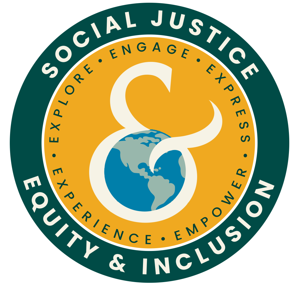 Humboldt Social Justice Equity & Inclusion logo in burnt orange, dark green, and black.