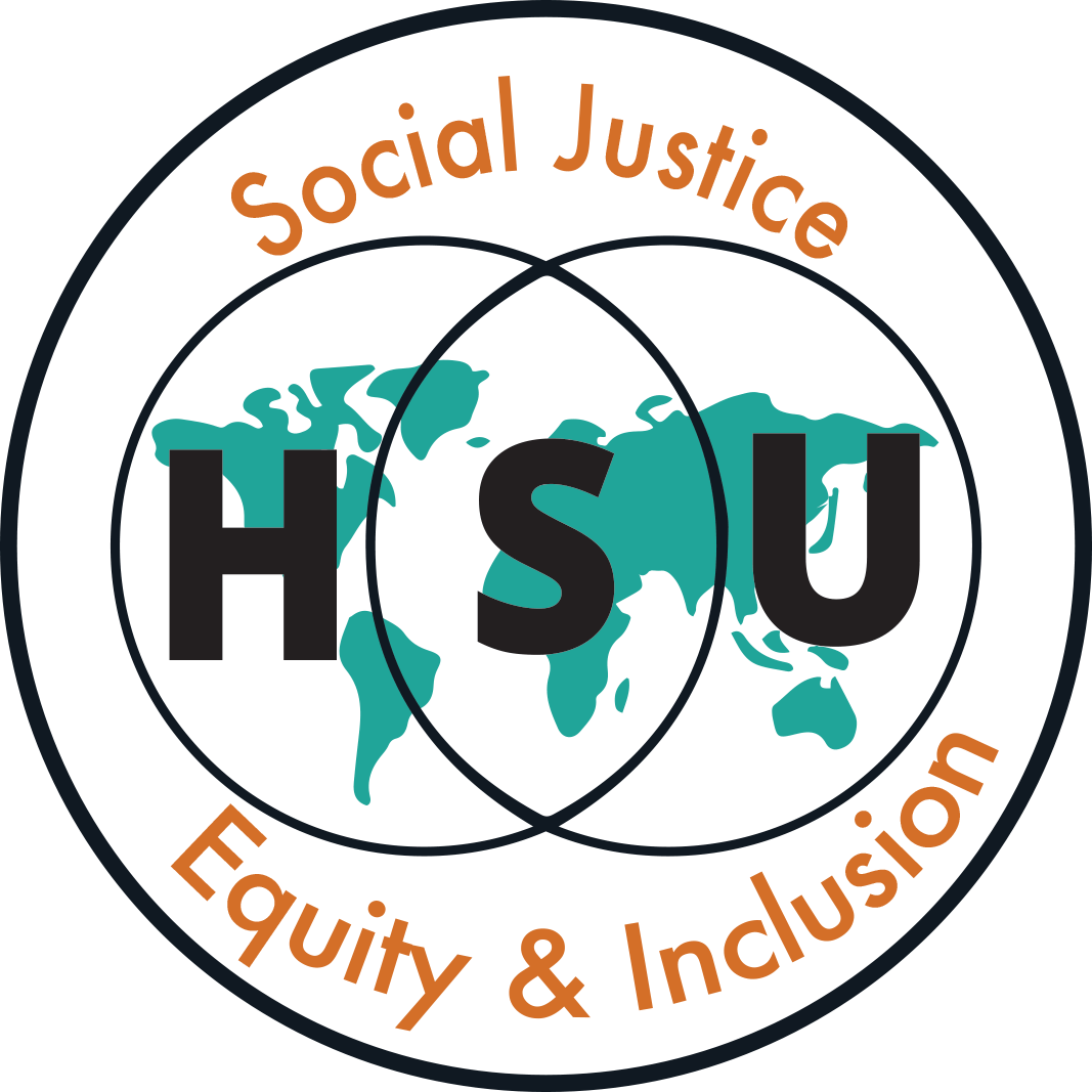 Humboldt Social Justice Equity & Inclusion logo in burnt orange, turquoise, and black.